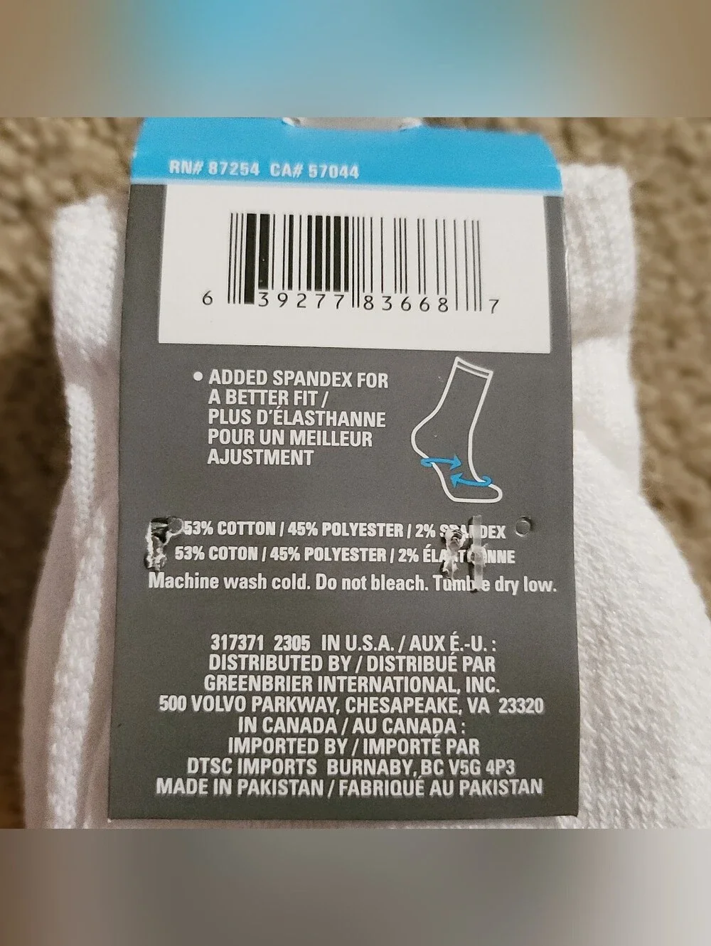 [Size 6-12] Juncture Men's Full Cushion White Crew Socks, Pack Of 2